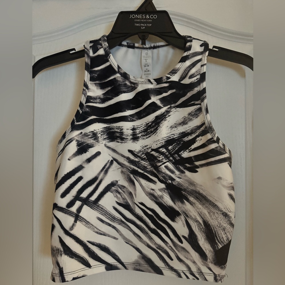 Balance Collection Black and White Fitted Graphic Tank Top